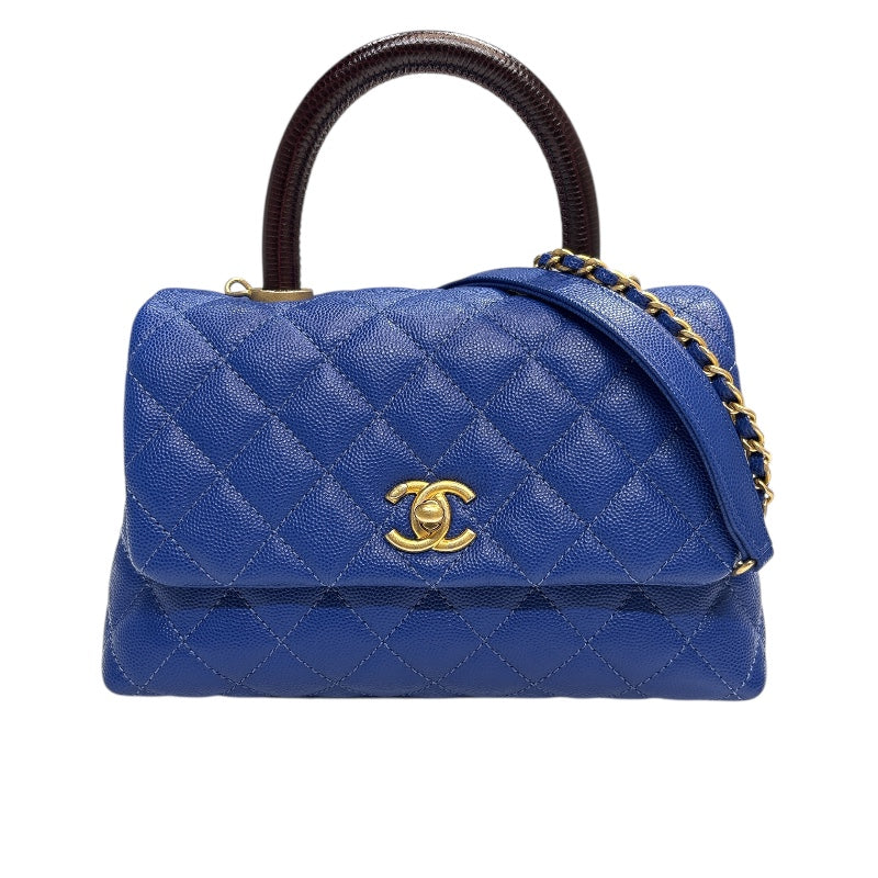 【涼しげブルーが爽やか♡】CHANEL スリングバック シャネル CHANEL ココハンドルXS A92990 ブルー ゴールド金具