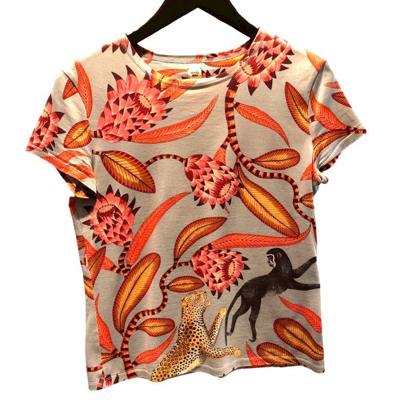 HERMES エルメス 総柄 Tシャツ エルメス HERMES 総柄プリントTシャツ コットン レディース 半袖