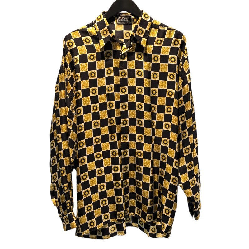 ヴェルサーチ VERSACE 総柄シルクシャツ シルク メンズ 長袖シャツ