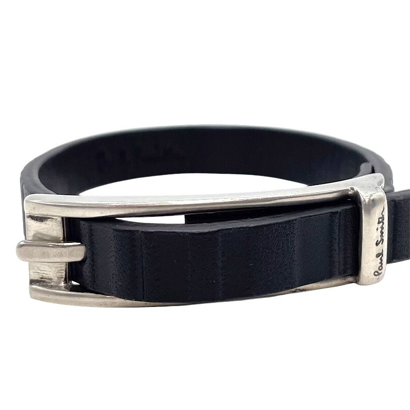 ポール・スミス Paul Smith レザーブレスレット ブラック シルバー金具