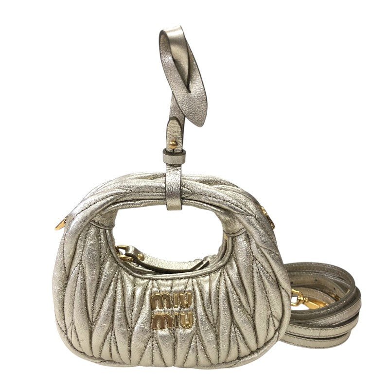 ミュウミュウ miu miu ワンダーマテラッセレザーホーボーバッグ
