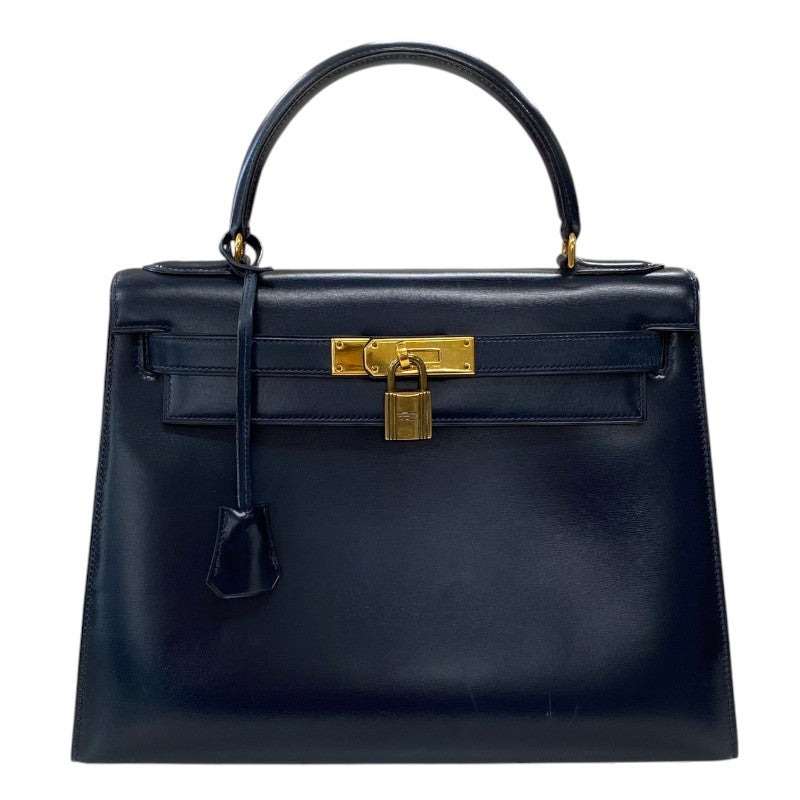 エルメス HERMES ケリー28 外縫い ネイビー ゴールド金具