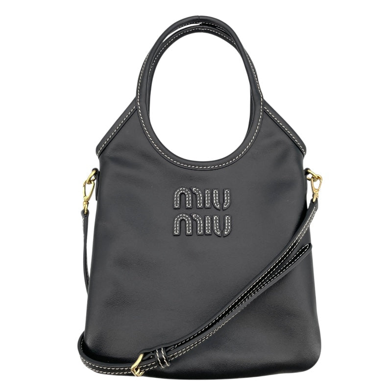 ミュウミュウ miu miu アイビー レザー ハンドバッグ 5BA281 ブラック