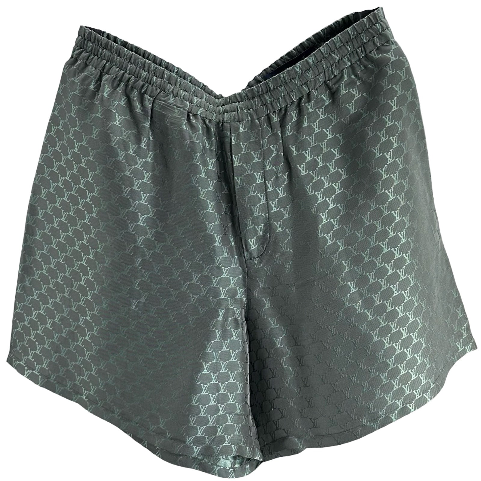 【美品】LVルイヴィトン（36）キュロットスカート/ショートパンツ/リボン/ロゴ ルイ・ヴィトン LOUIS VUITTON LVロゴ総柄シルクショートパンツ HRP08W