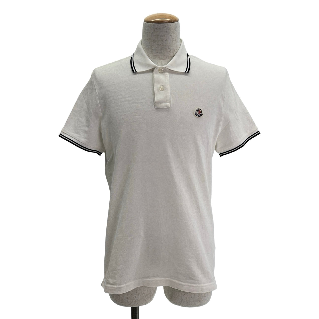 【美品 XXL】MONCLER モンクレール　ロゴワッペン　ポロシャツ　ライン MONCLER (モンクレール) ロゴライン 半袖 ポロシャツ MC8A00020899UR