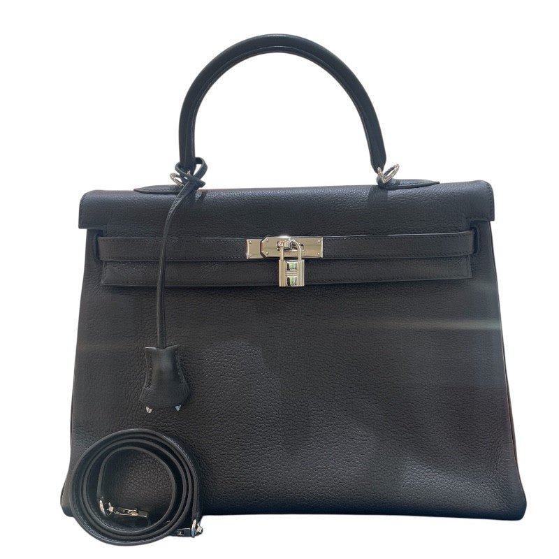 HERMES ハンドバッグ 〇S刻 ケリー35 エルメス HERMES ケリー35 内縫い □H刻 ブラック シルバー金具