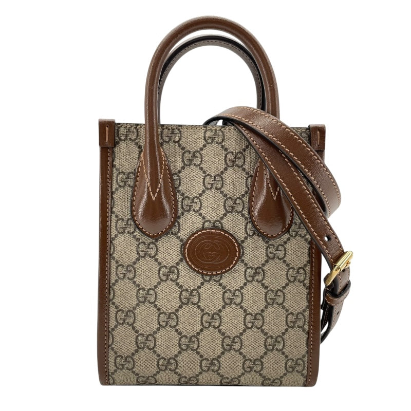 グッチ GUCCI インターロッキングG ミニトート 611623 ブラウン GGスプリーム レディース ショルダーバッグ グッチ GUCCI インターロッキングG ミニトート 611623 ブラウン GG
