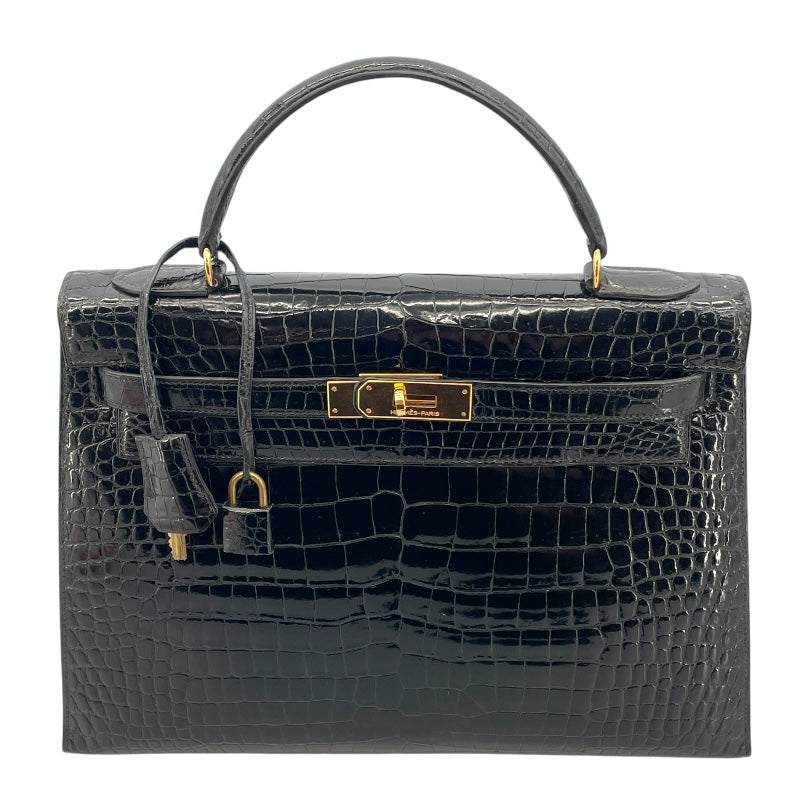 エルメス HERMES ケリー32 外縫い 〇P刻 ブラック GD金具 ポロサス 