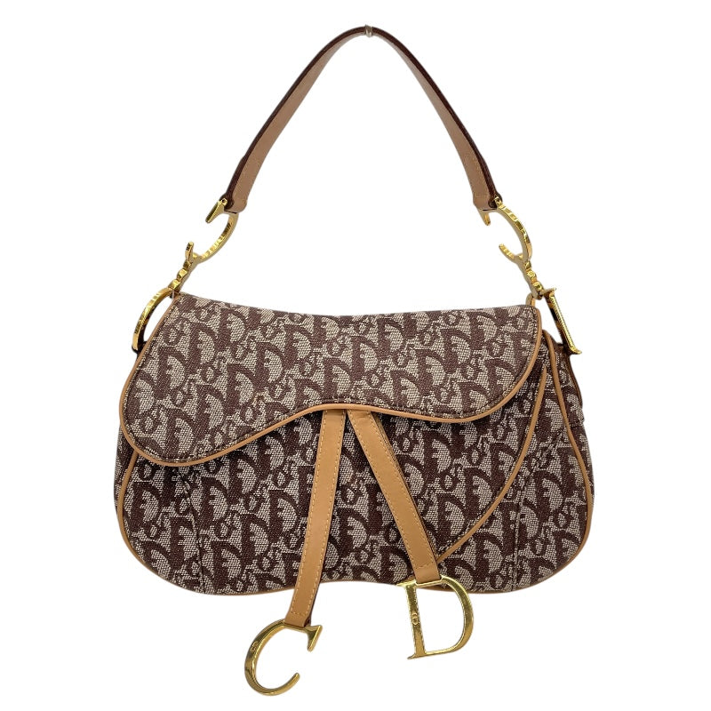 【稀少】Dior ディオール ダブルサドル ハンドバッグ オーストリッチ 茶 稀少】Dior ディオール ダブルサドル ハンドバッグ