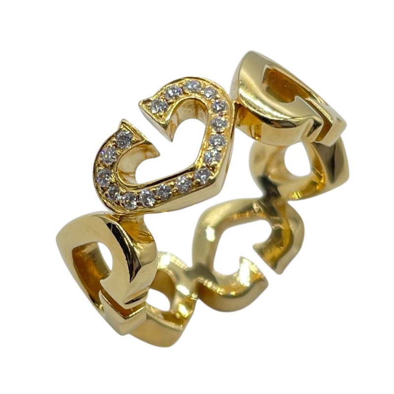 国内発送カルティエ C ハート ドゥ カルティエ 18k ダイヤモンド カルティエ Cartier Cハートダイヤリング イエローゴールド