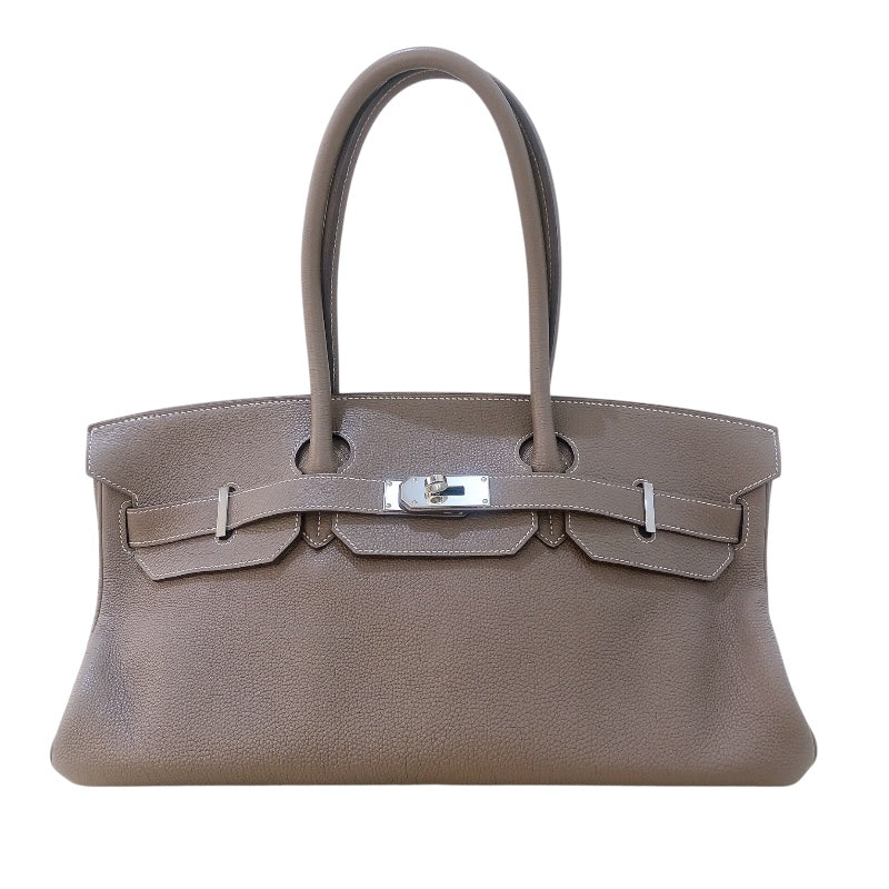 エルメス HERMES ショルダーバーキン □N刻 エトゥープ シルバー金具