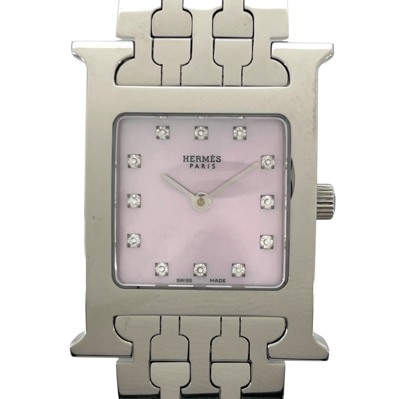 エルメス HERMES Hウォッチ ピンクシェル SS レディース 腕時計