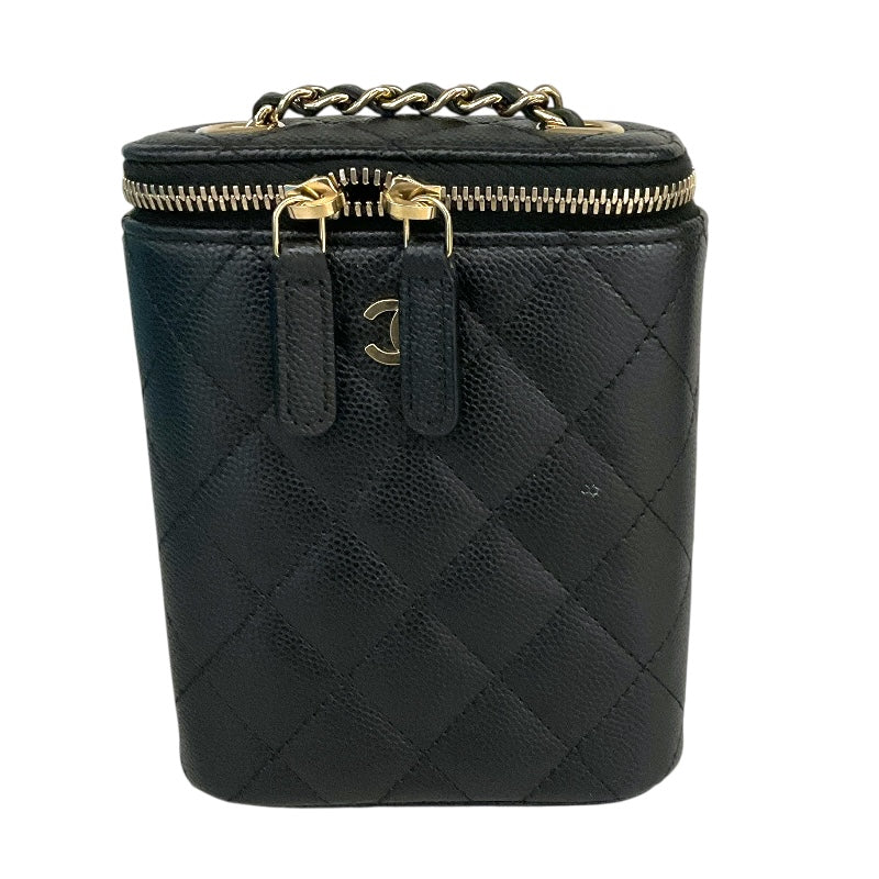 CHANELキャビアスキンショルダーバッグ シャネル CHANEL スモールヴァニティケース AP2195 ブラック キャビア