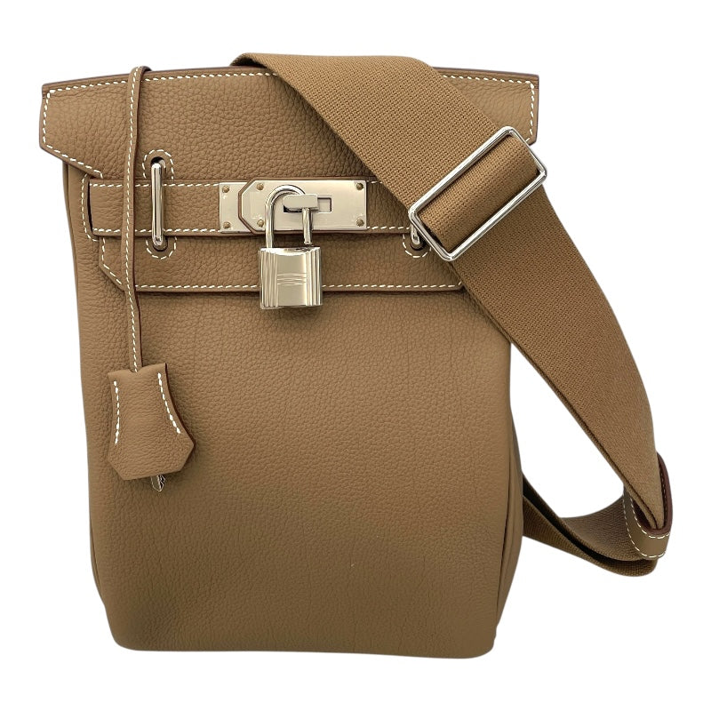 エルメス HERMES ケリーアッカドPM W刻印 エトゥープ/SV金具 トゴ