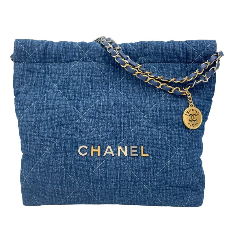 シャネル CHANEL CHANEL22スモール AS3260 ブルー GDxSV金具 デニム