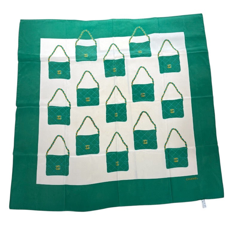 シャネル CHANEL スカーフ グリーン シルク レディース スカーフ