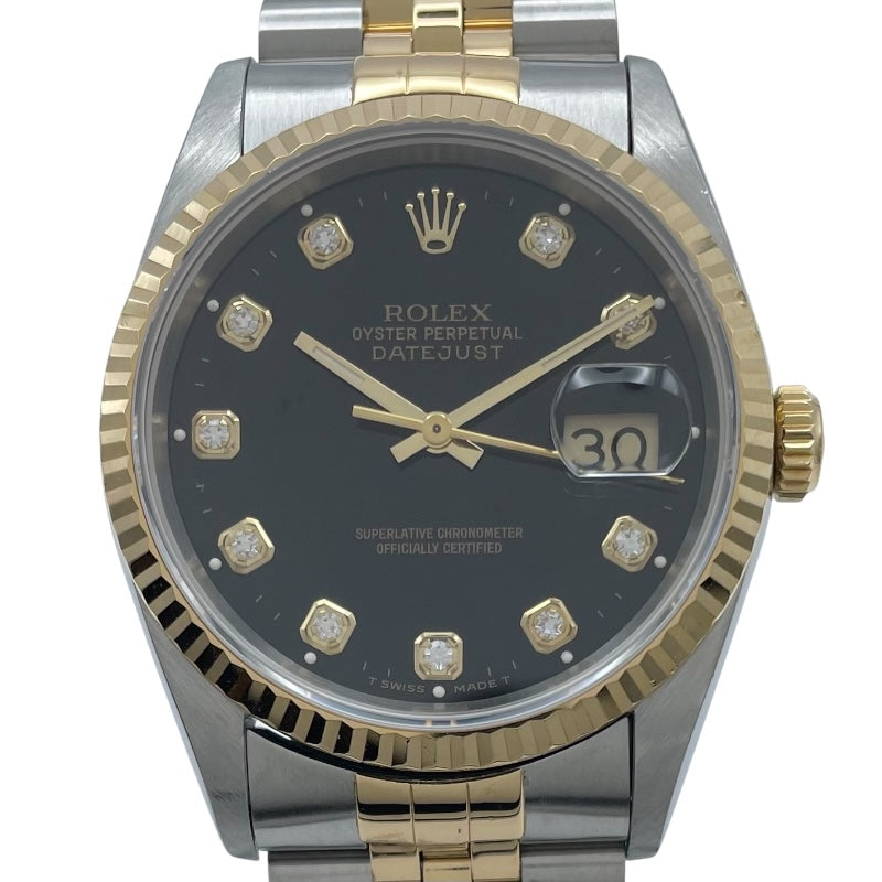 ロレックス ROLEX デイトジャスト S番 16233G ブラック K18/SS メンズ