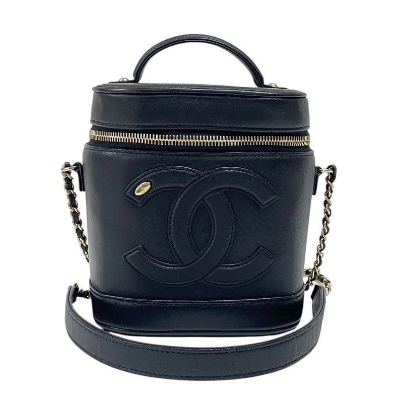 CHANEL　ビコローレ　ココマーク　縦型バニティバッグ　ラムスキン　ブラック CHANELビコローレココマーク縦型バニティバッグラムスキンブラック