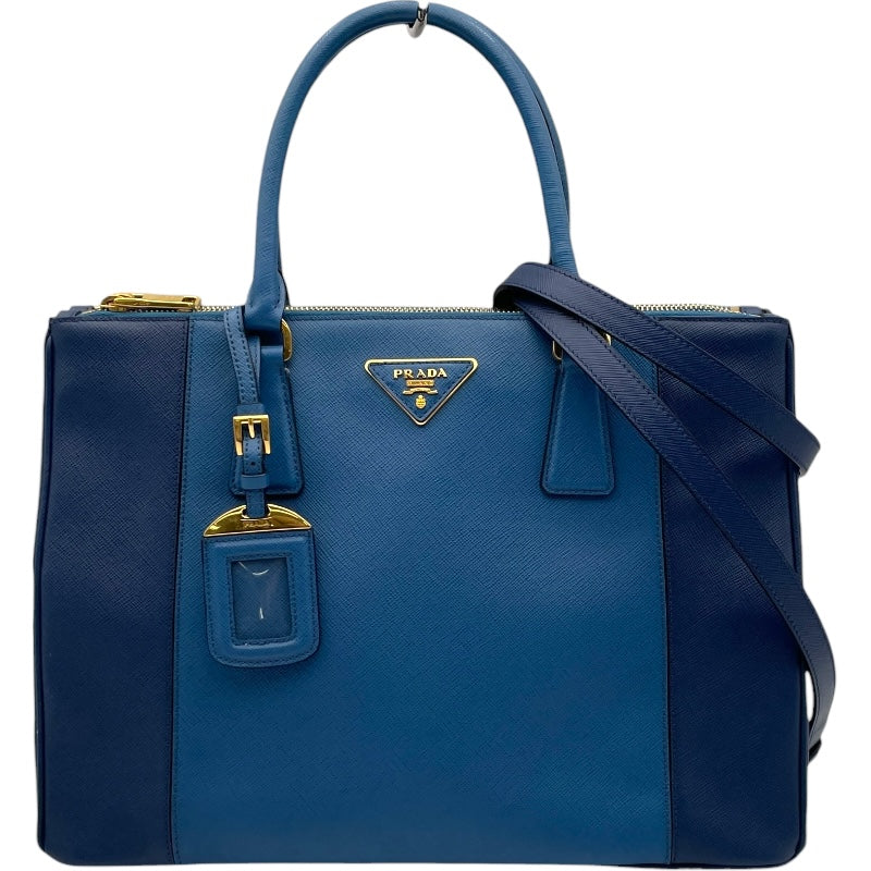 PRADA 2way スエード 三角ロゴ トートバッグ 太マチ 大容量 ブルー プラダ PRADA ガレリア トートバッグ B2274C ブルー サフィアーノ