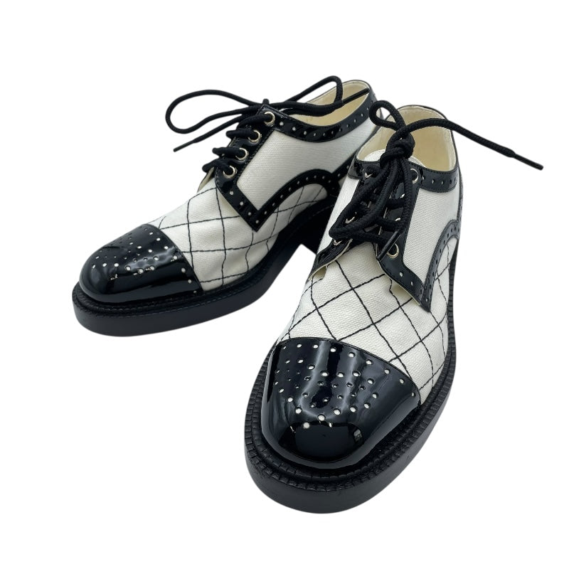 シャネル CHANEL ココマークレースアップシューズ G3921036 ブラックx