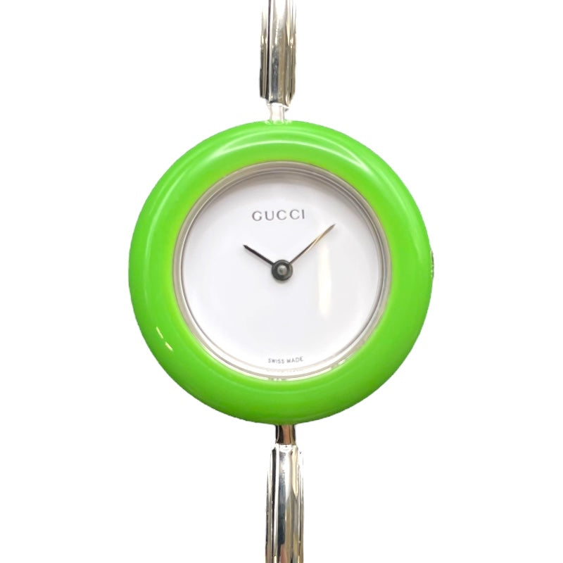 グッチ GUCCI チェンジ ベゼル 11/122L グリーン SS レディース 腕時計