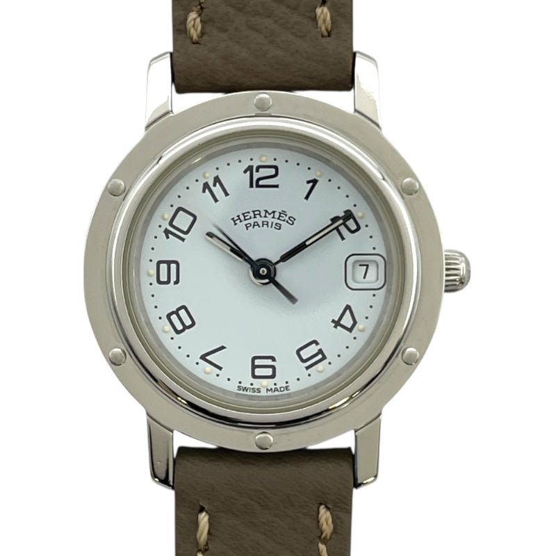エルメス HERMES クリッパー CL4.210 ホワイト SS クオーツ レディース  