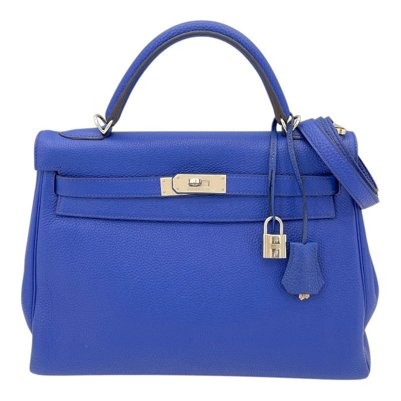 エルメス ケリー32 内縫い ショルダーバッグ フィヨルド ネイビー レディース HERMES  中古 HERMES エルメス ケリー32 内縫い ショルダーバッグ フィヨルド