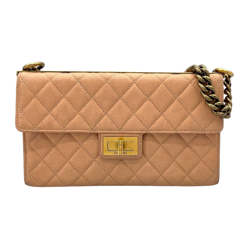 シャネル CHANEL 2.55 ショルダーバッグ 17番台 ピンクベージュ GD金具 ラム レディース シャネル CHANEL 2.55 ショルダーバッグ 17番台 ピンクベージュ GD金具