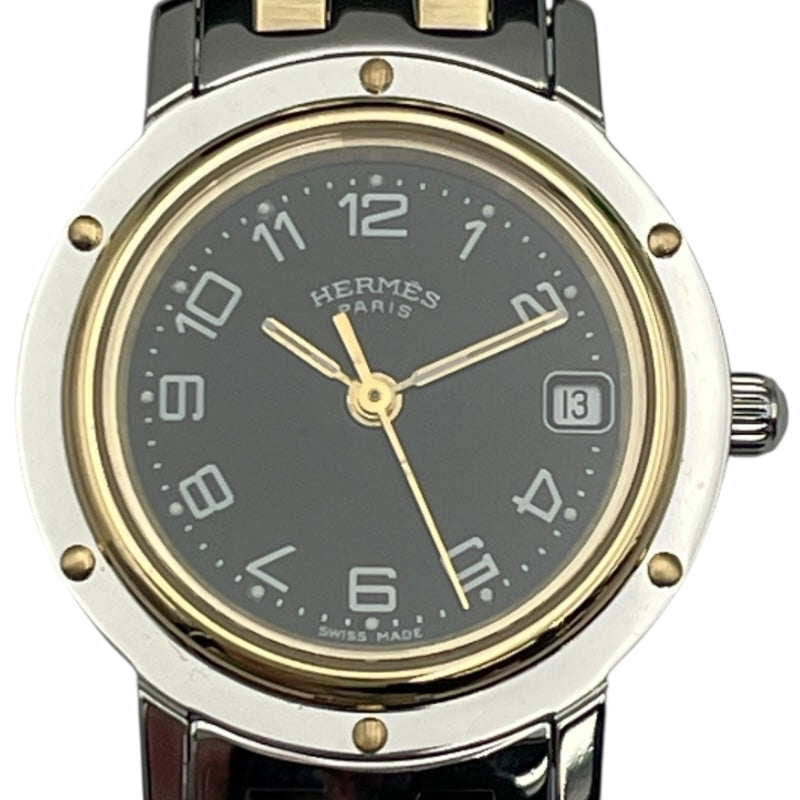エルメス HERMES クリッパー CL4.220 ブラック GP/SS クオーツ 