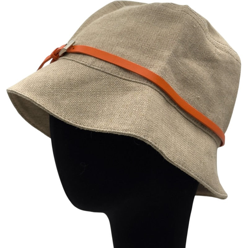 プラダ PRADA リネンバケットハット べージュ リネン レディース