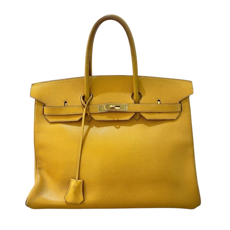 ハイクラス ヘンリー ハンドバッグ ゴールド金具 南京錠 自立 イエロー 35 エルメス HERMES バーキン35 □A刻印 ジェーヌドール ゴールド金具
