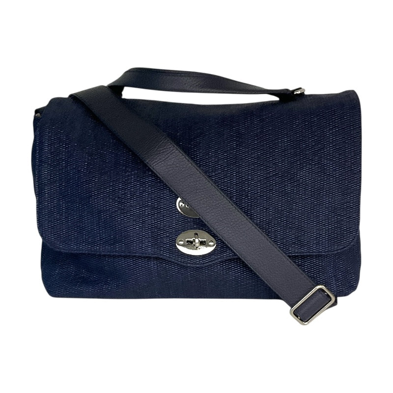 ✨美品✨ZANELLATO ポスティーナ Lサイズ ネイビー ZANELLATO ﾎﾟｽﾃｨｰﾅ ネイビー ｺｯﾄﾝ・ﾚｻﾞｰ レディース ハンドバッグ