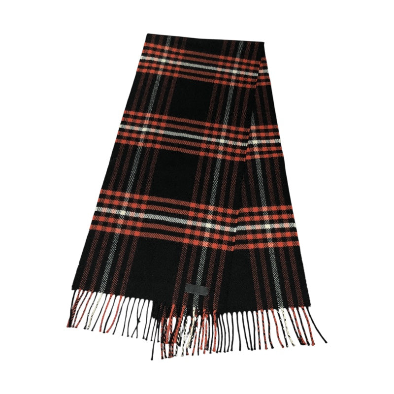 【HERMES】エルメスカシミヤマフラー エルメス HERMES カシミヤ マフラー ブラック×レッド カシミヤ メンズ