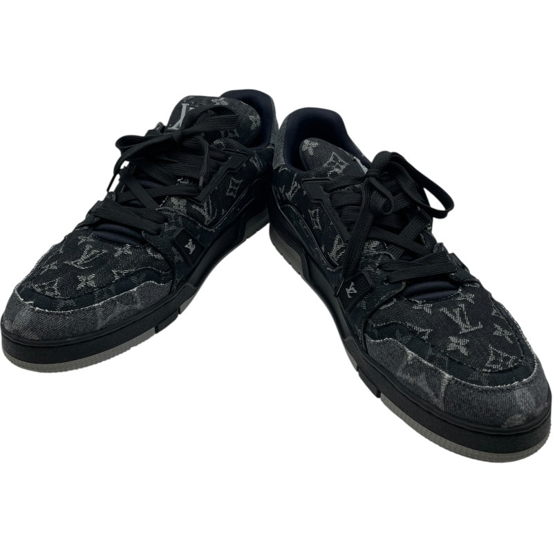 LOUIS VUITTON トレイナーモノグラム デニム ブラック ルイ・ヴィトン LOUIS VUITTON トレイナーライン モノグラムデニム