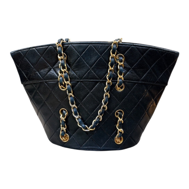 シャネル CHANEL マトラッセチェーンハンドバッグ ブラック/ゴールド 