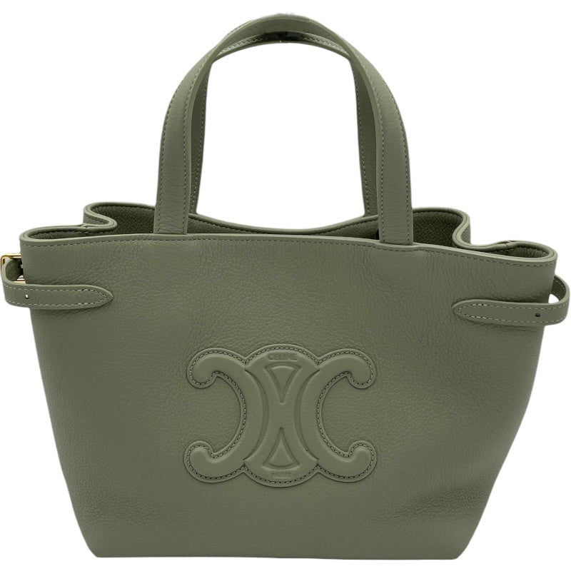 u　CÉLINE セリーヌ　グリーンレザーハンドバッグ　クラスプ u CÉLINE セリーヌ グリーンレザーハンドバッグ クラスプ CÉLINE