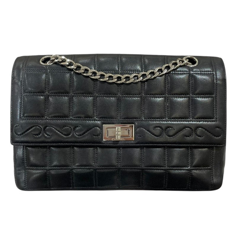 CHANEL シャネル 2.55 チョコバー チェーンショルダー チェーンショルダー ラムスキン 黒 シャネル CHANEL 2.55チョコバーチェーンショルダーバッグ ブラック