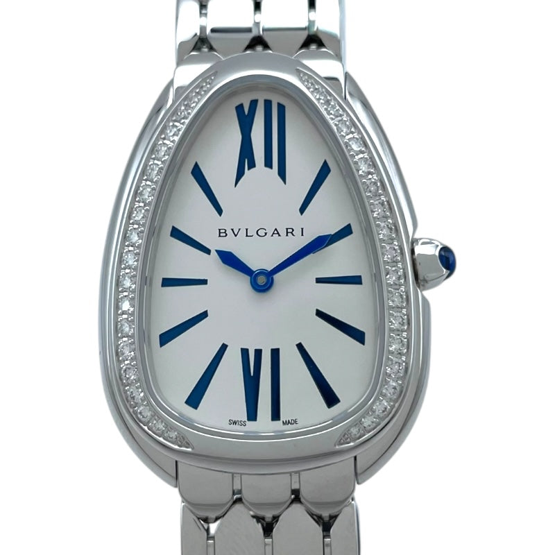 BVLGARI ブルガリ レッタンゴロ レディース 白文字盤 クオーツ 美品 ブルガリ BVLGARI セルペンティ セドゥットーリ SPW33WWGD(103148
