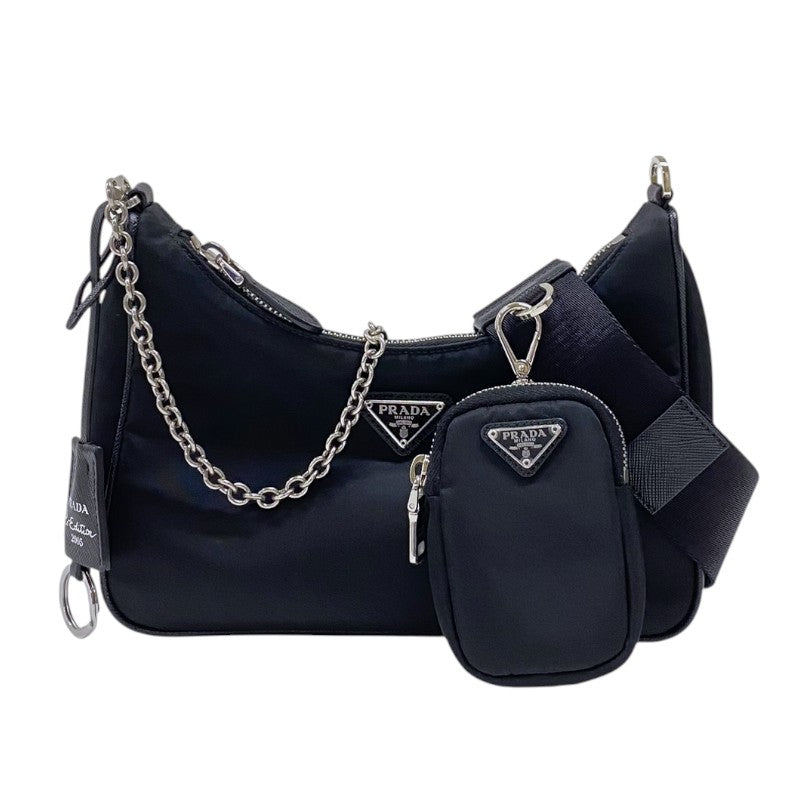 美品 PRADA プラダ テスート ブラック 黒 シルバー金具 ナイロン ショルダーバッグ レディース 411117 【中古】 プラダ PRADA Re-Edition 2005 バッグ 1BH204 ブラック シルバー金具