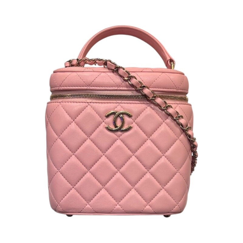 シャネル CHANEL スモールヴァニティケース ピンク/GD ラム レディース