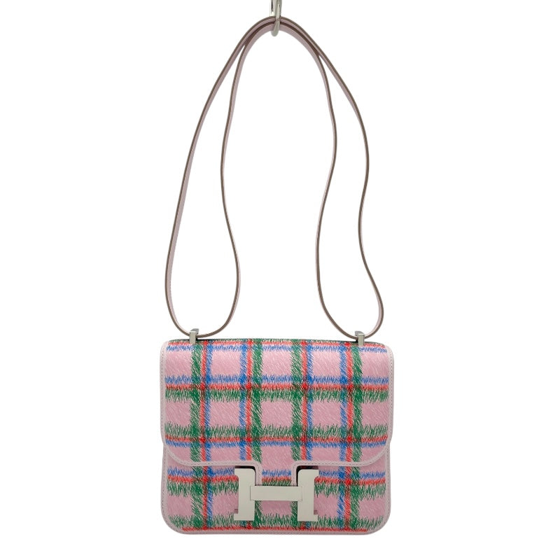 エルメス HERMES コンスタンス3ミニ タータン K刻 モーヴペール SV金具