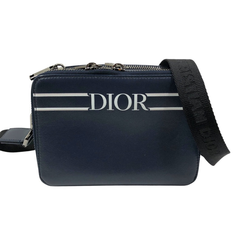 ディオールオム DIOR HOMME ロゴ ショルダーバッグ ネイビー レザー