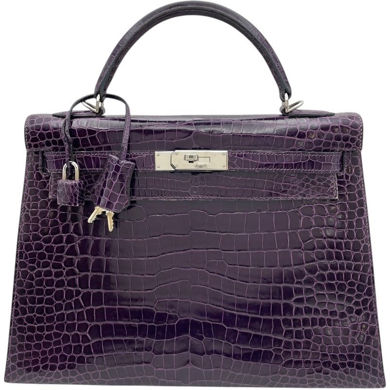 エルメス HERMES ケリー32 外縫い □L刻 アメジスト SV金具 ポロサス 