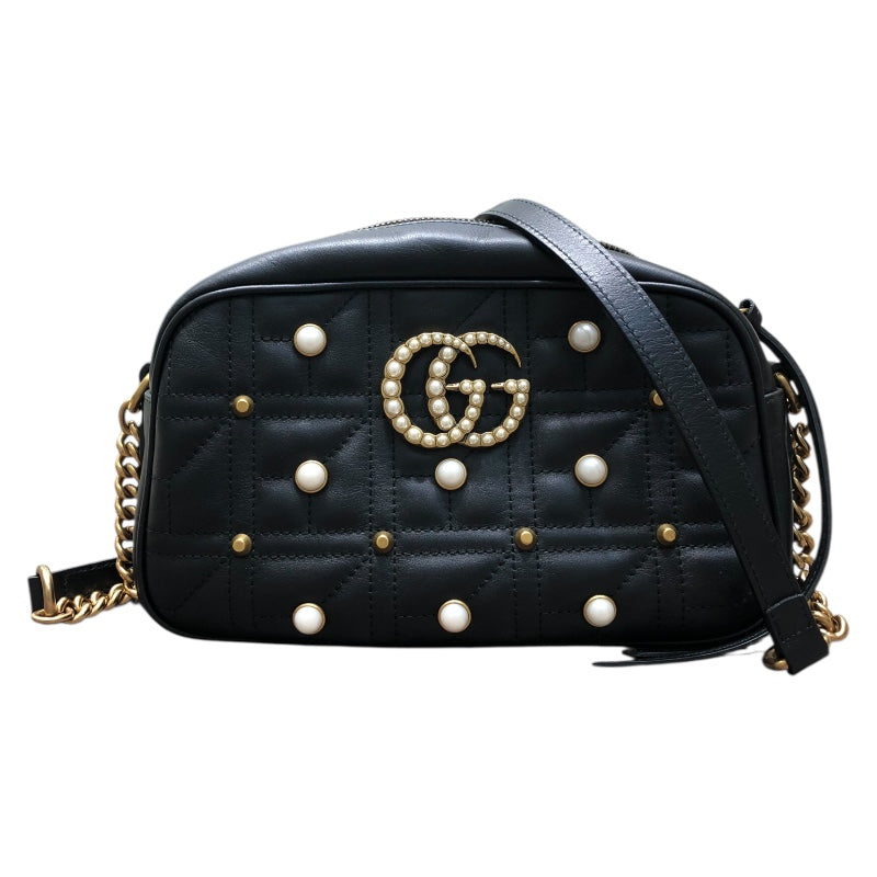GUCCI グッチ GGマーモント スモール カメラバッグ ショルダーバッグ 447632 レザー ブラック  レディース【中古】 グッチ GUCCI GGマーモント スモールカメラバッグ 447632 ブラック