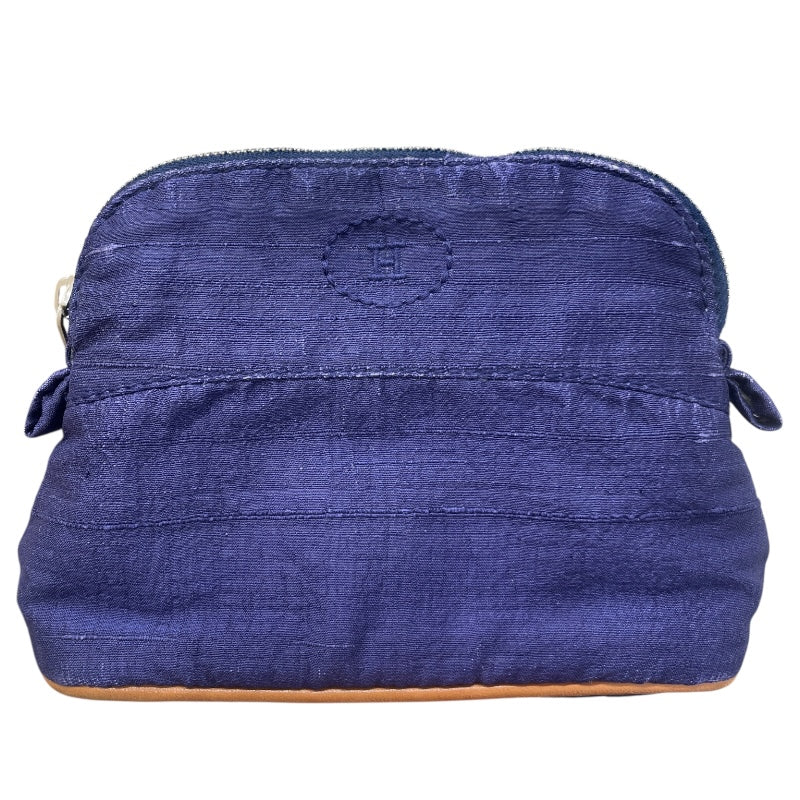 エルメス HERMES ボリードポーチ ブルー シルク ユニセックス ポーチ