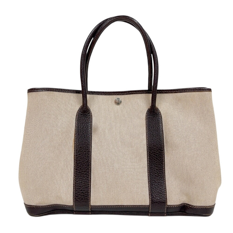 HERMES エルメス ガーデンパーティーベージュ/ブラック　良品 エルメス HERMES ガーデンパーティPM □G刻印 （2003年製） ベージュ