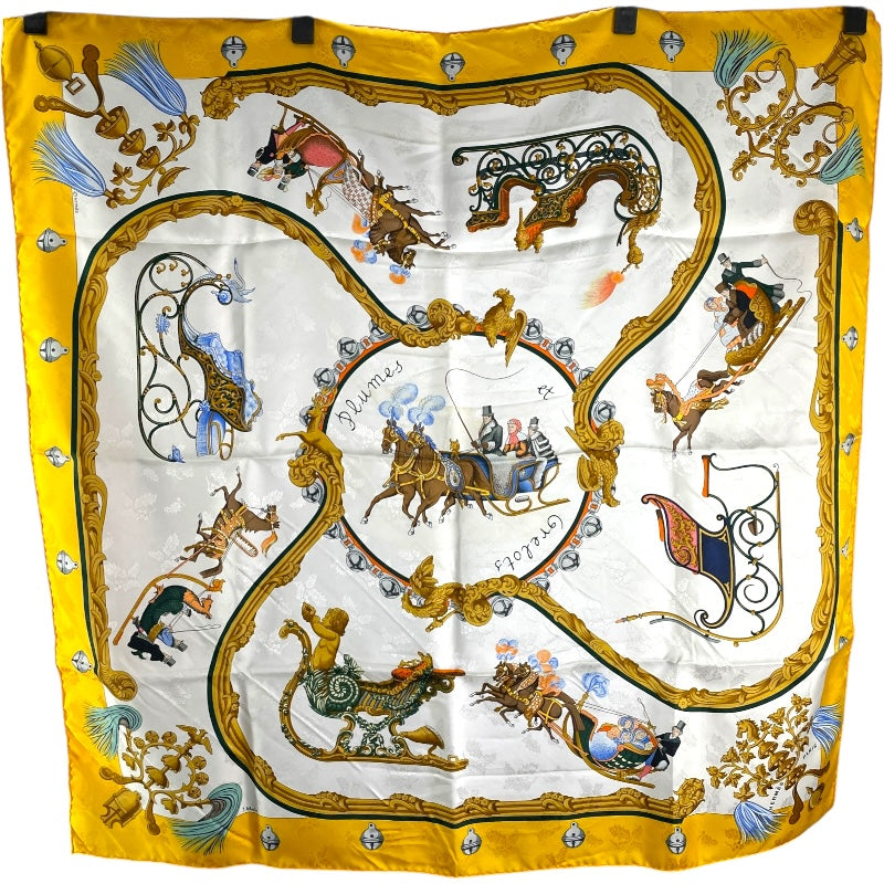 エルメス HERMES カレ90 PLUMES ET GRELOTS シルク レディース