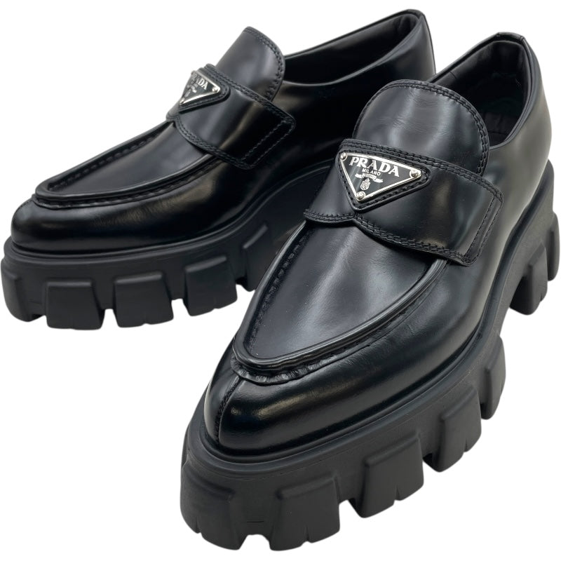 PRADA プラダ モノリス ローファー ブラック プラダ PRADA モノリストライアングルロゴローファー ブラック レザー