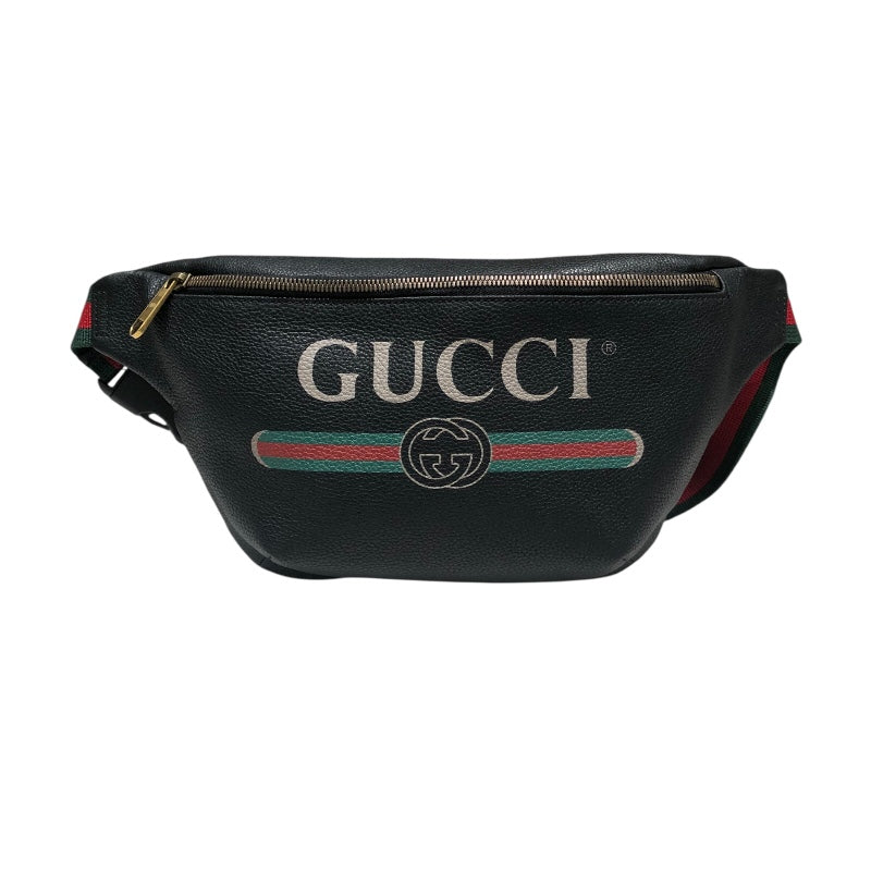 GUCCI グッチ メンズ ベルトバック グッチ GUCCI ﾛｺﾞﾌﾟﾘﾝﾄﾍﾞﾙﾄﾊﾞｯｸﾞ 493869 ブラック レザー メンズ