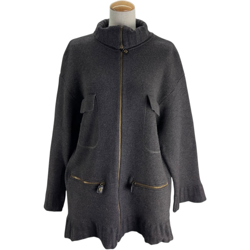 フェンディ FENDI ジップアップニットジャケット グレー ウール